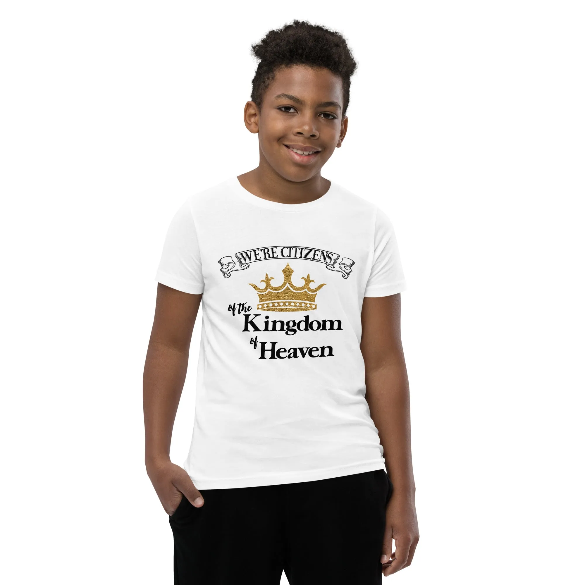 We're Citizens, Unisex Youth Staple Tee-Black Text