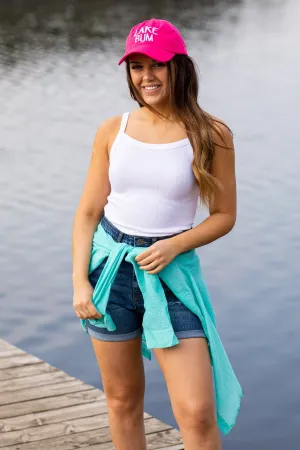 White Ribbed Fitted Tank