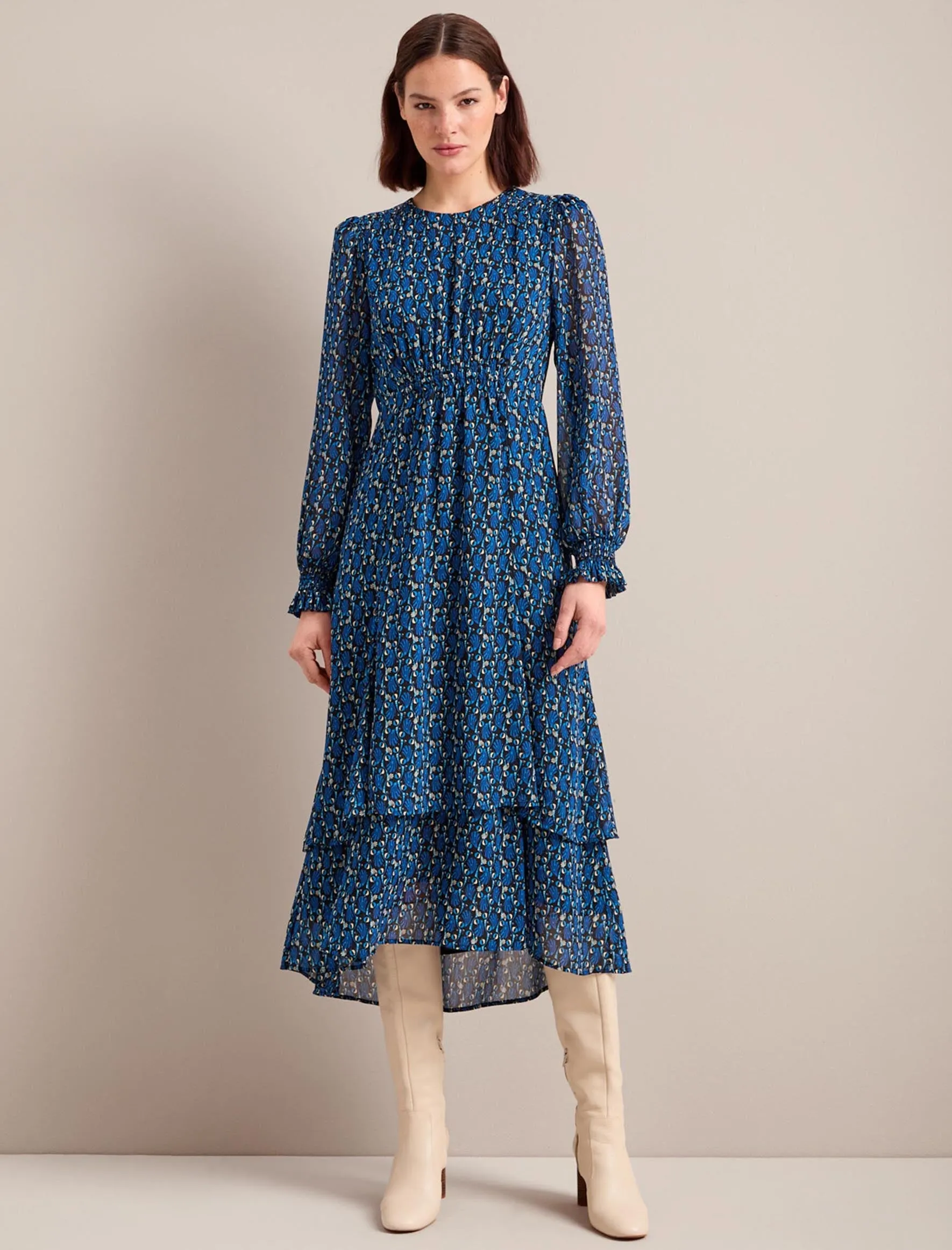 Willow Maxi Dress - Blue Shell Geo Print