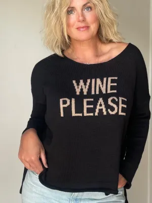 Wine Please Lightweight Sweater - Black