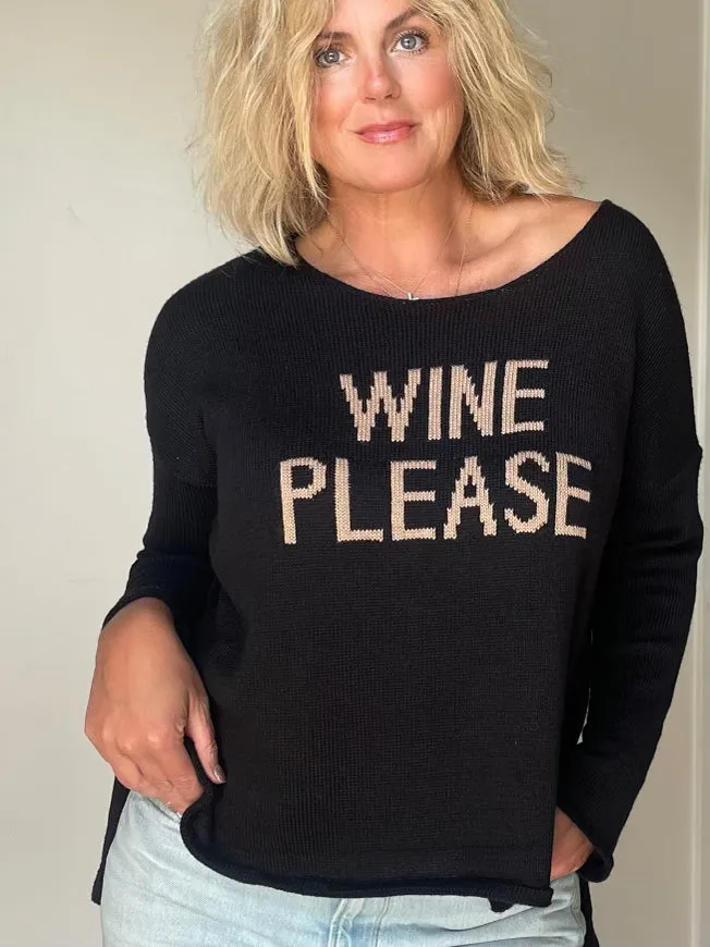 Wine Please Lightweight Sweater - Black