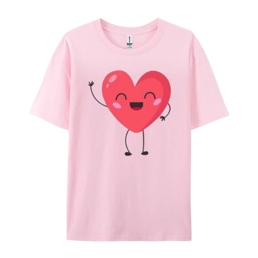 Women Love Pink Heart Valentine's Day Print  Graphic T-shirt