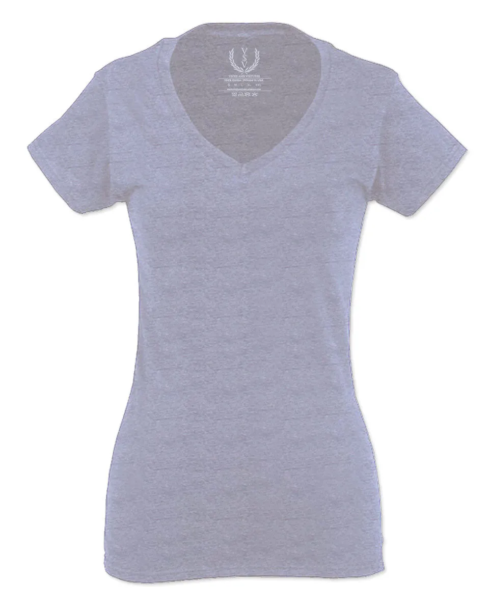 WOMEN V NECK T SHIRT BLANK