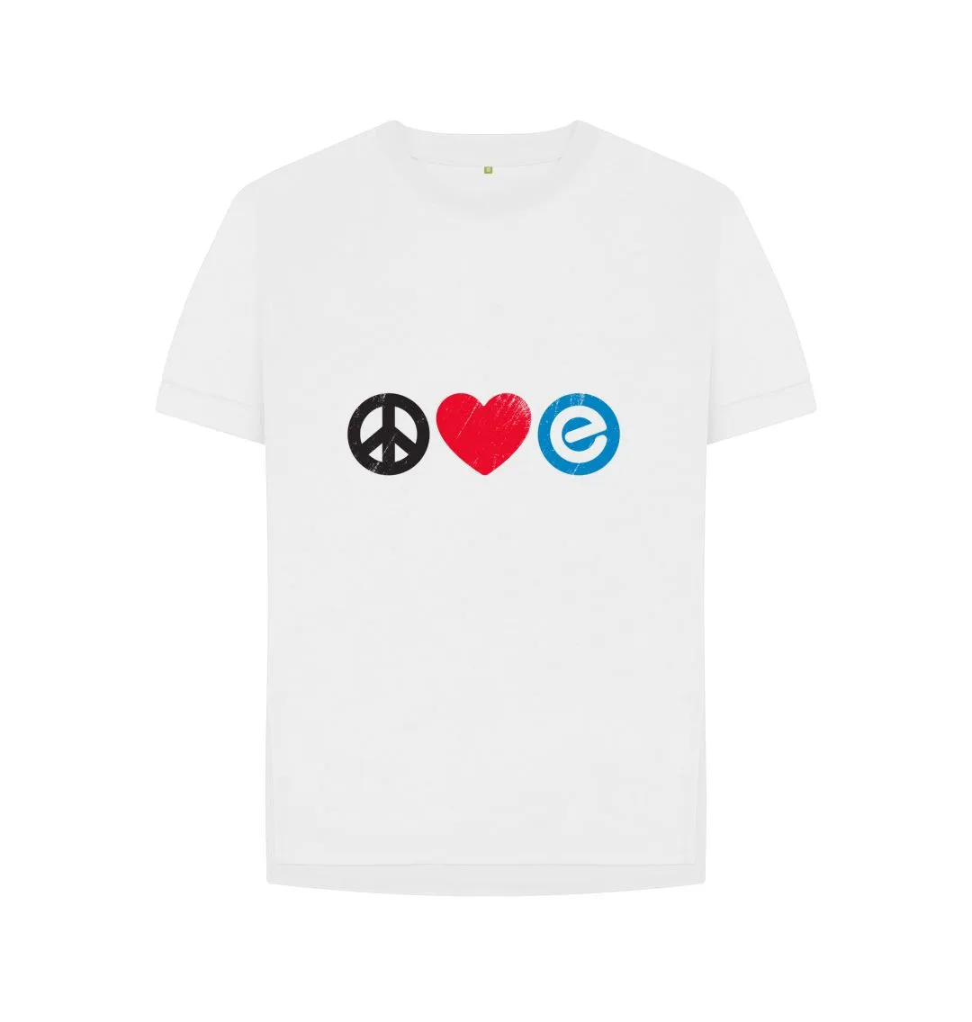 Women's 100% Organic Cotton Relaxed Fit - Peace, Love, Echelon - Tee