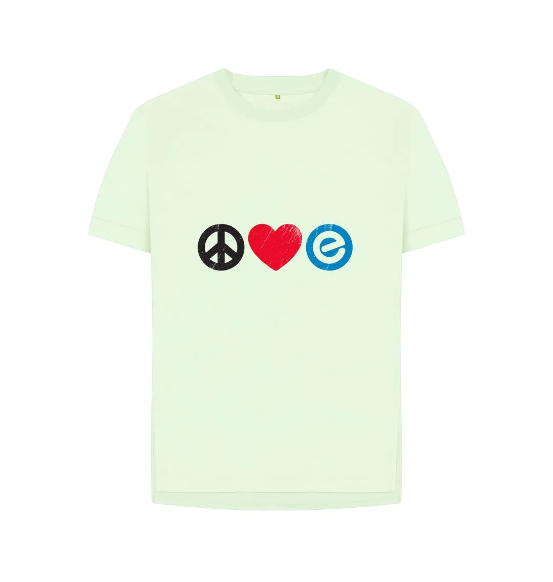 Women's 100% Organic Cotton Relaxed Fit - Peace, Love, Echelon - Tee