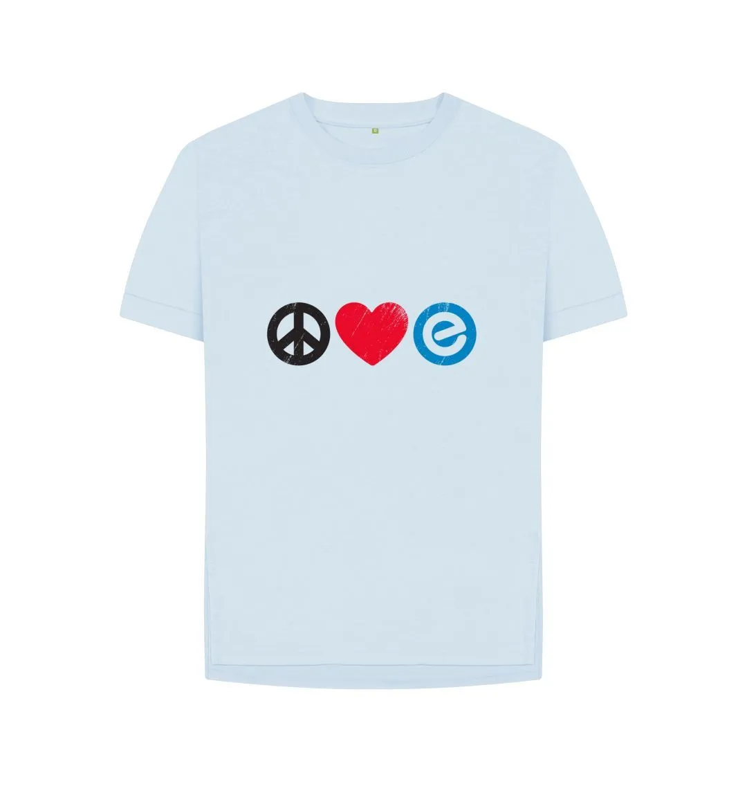 Women's 100% Organic Cotton Relaxed Fit - Peace, Love, Echelon - Tee