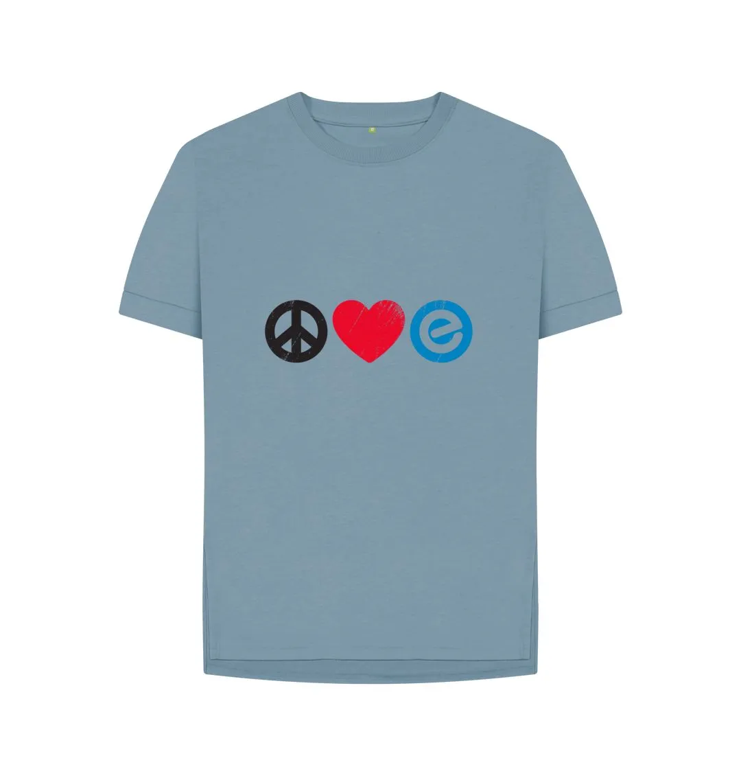 Women's 100% Organic Cotton Relaxed Fit - Peace, Love, Echelon - Tee