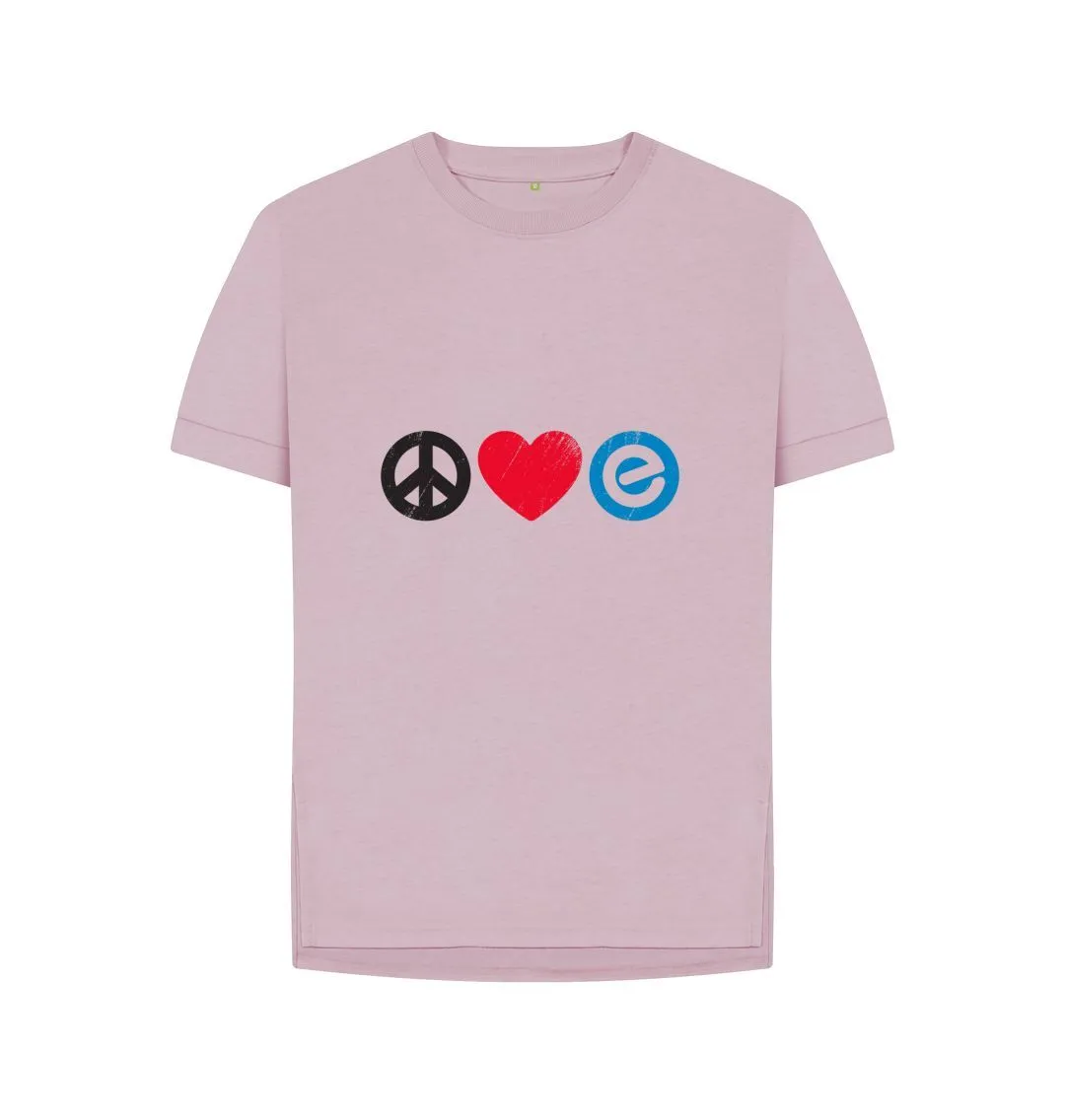 Women's 100% Organic Cotton Relaxed Fit - Peace, Love, Echelon - Tee