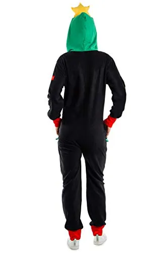 Women's Cozy Christmas Tree Toss Game Jumpsuit, M