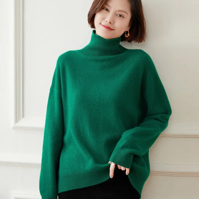 Womens Cozy Turtleneck Long Sleeve Cashmere Sweater