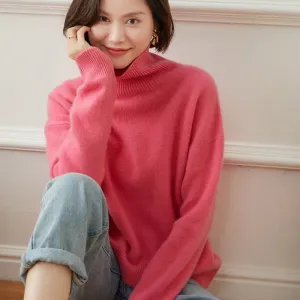 Womens Cozy Turtleneck Long Sleeve Cashmere Sweater