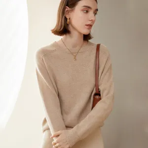 Womens Crewneck Knitted Cashmere Sweater Long Sleeve Pullover