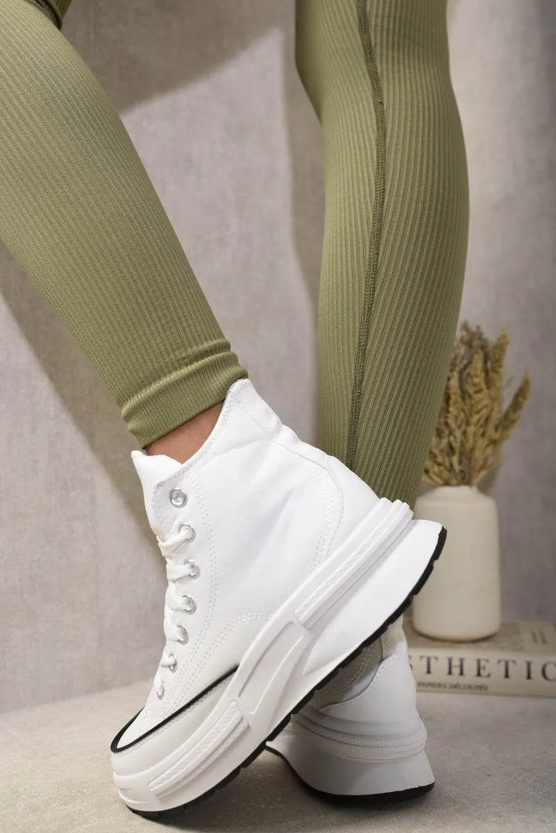 Womens High Top Platform Lace Up Chunky Trainers