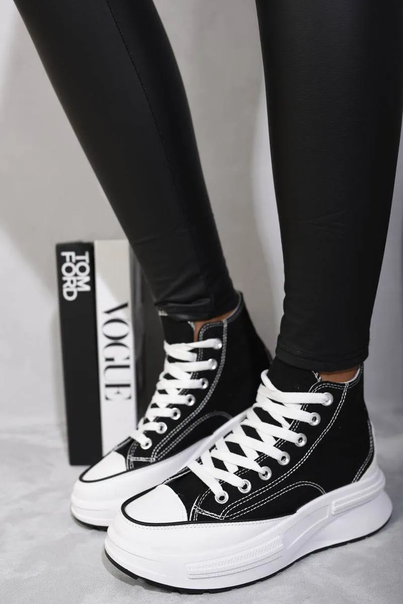 Womens High Top Platform Lace Up Chunky Trainers