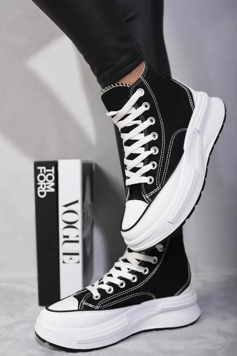 Womens High Top Platform Lace Up Chunky Trainers