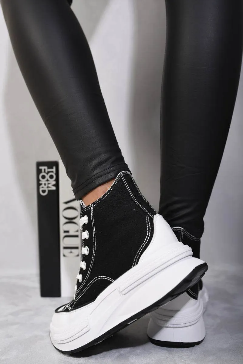 Womens High Top Platform Lace Up Chunky Trainers