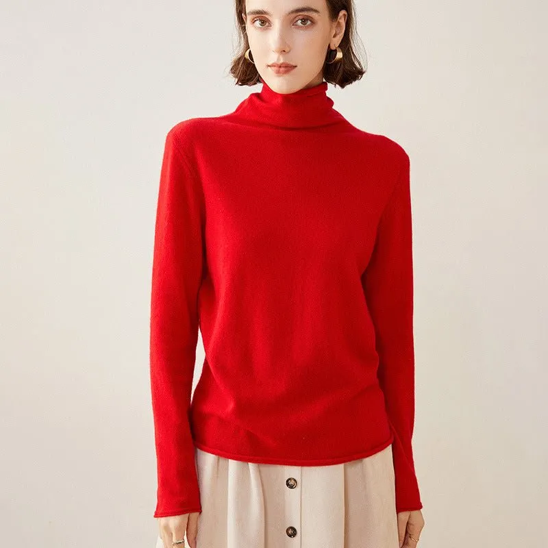 Womens Turtleneck Pure Cashmere Sweater Cashmere Tops
