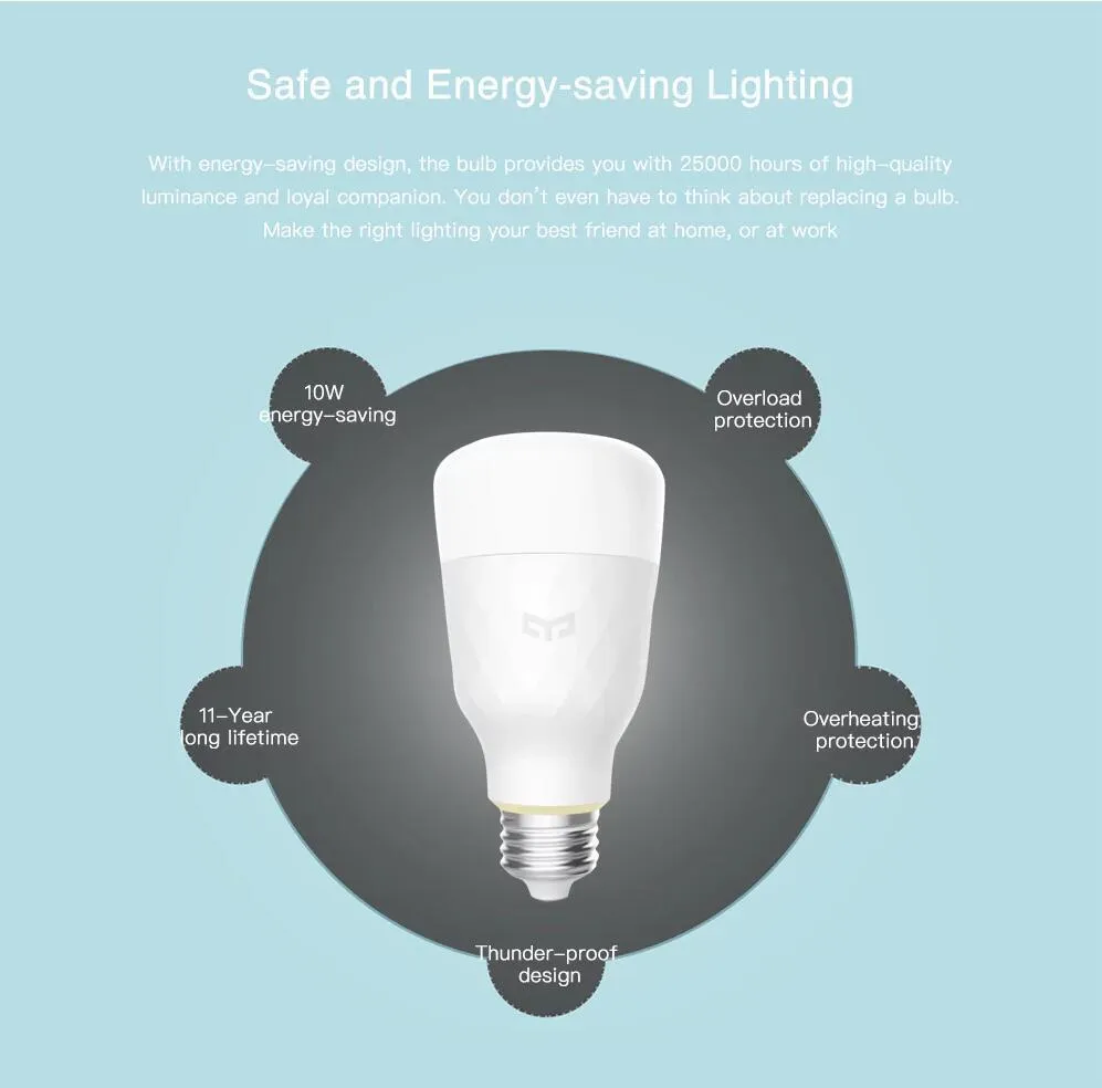 Yeelight Smart Light RGB Bulb 800 lumens (Update Version)