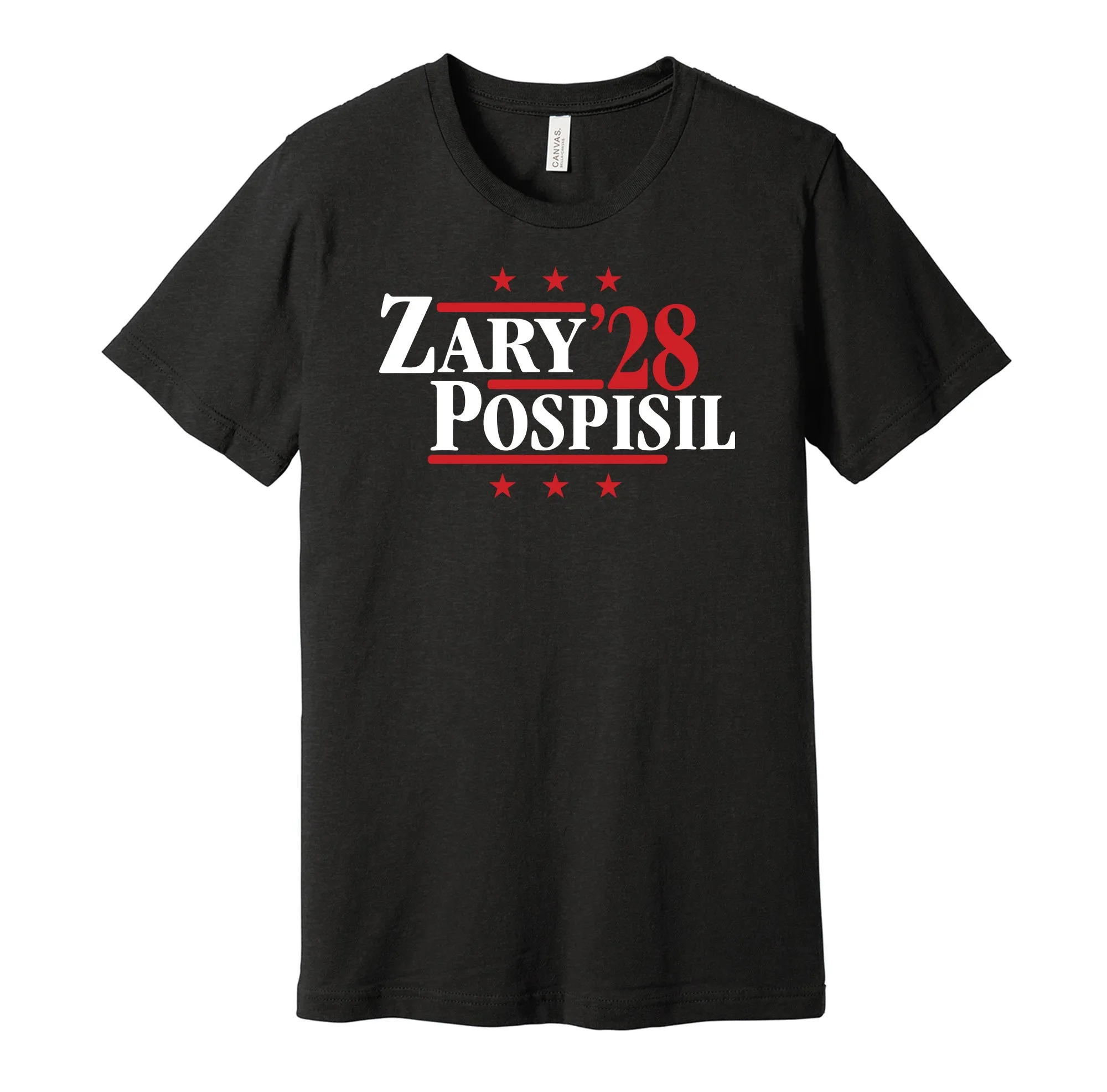 Zary & Pospisil '28 - Calgary Hockey Political Campaign Parody T-Shirt - Hyper Than Hype Shirts