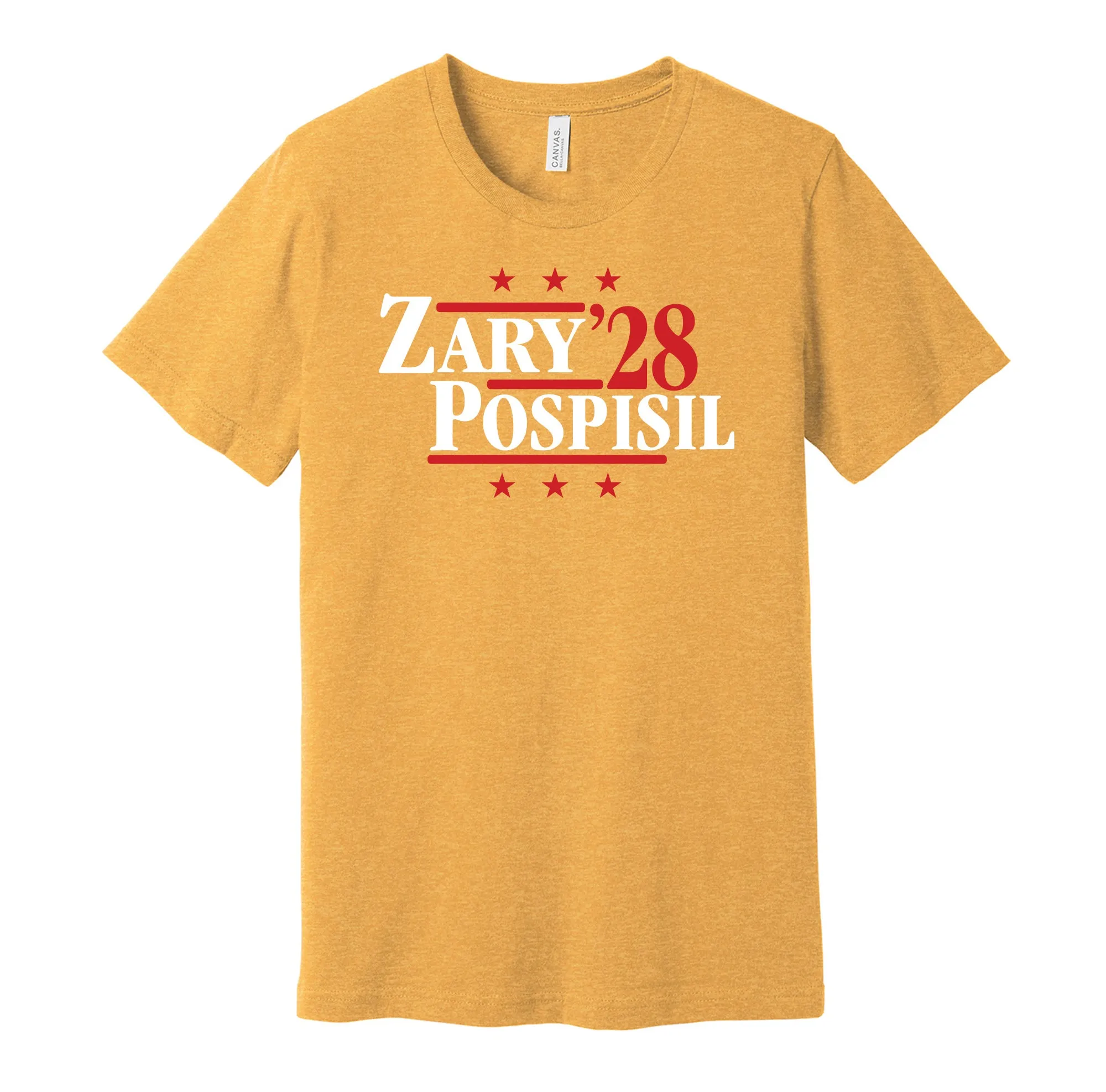 Zary & Pospisil '28 - Calgary Hockey Political Campaign Parody T-Shirt - Hyper Than Hype Shirts