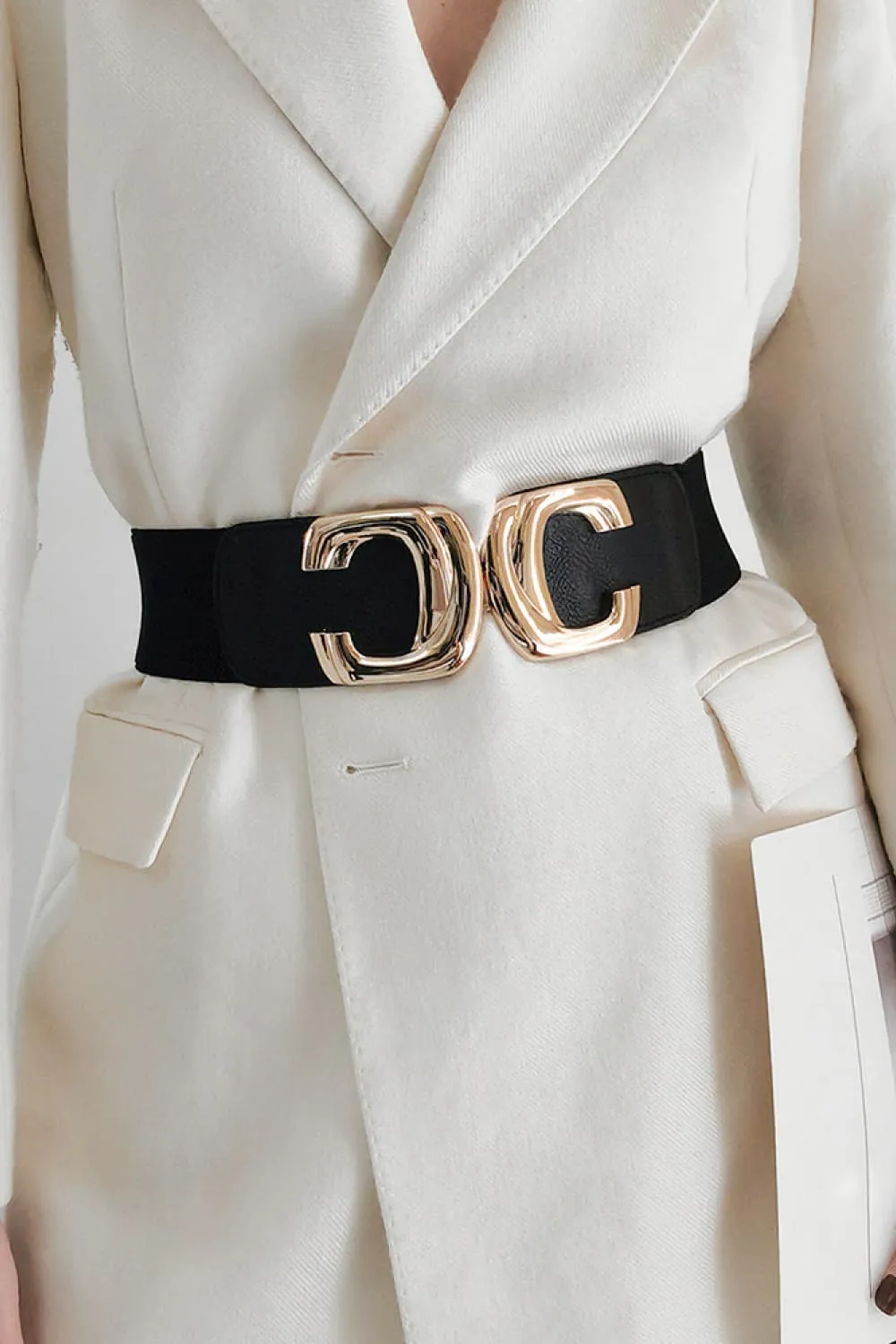 Zinc Alloy Buckle Elastic Belt – Wide Stretch Fashion Cincher