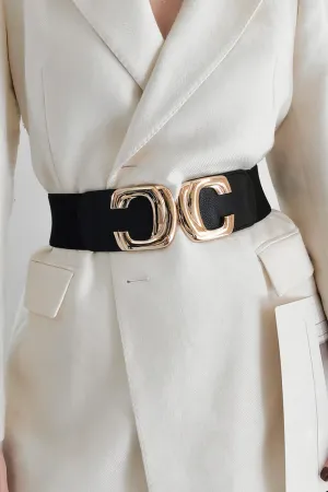 Zinc Alloy Buckle Elastic Belt – Wide Stretch Fashion Cincher