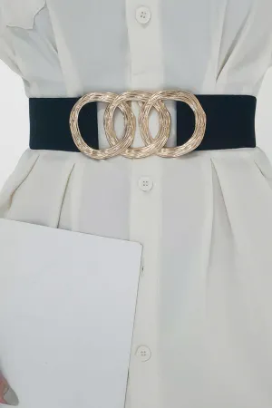 Zinc Alloy Buckle Elastic Wide Belt – Bold Waist Cincher